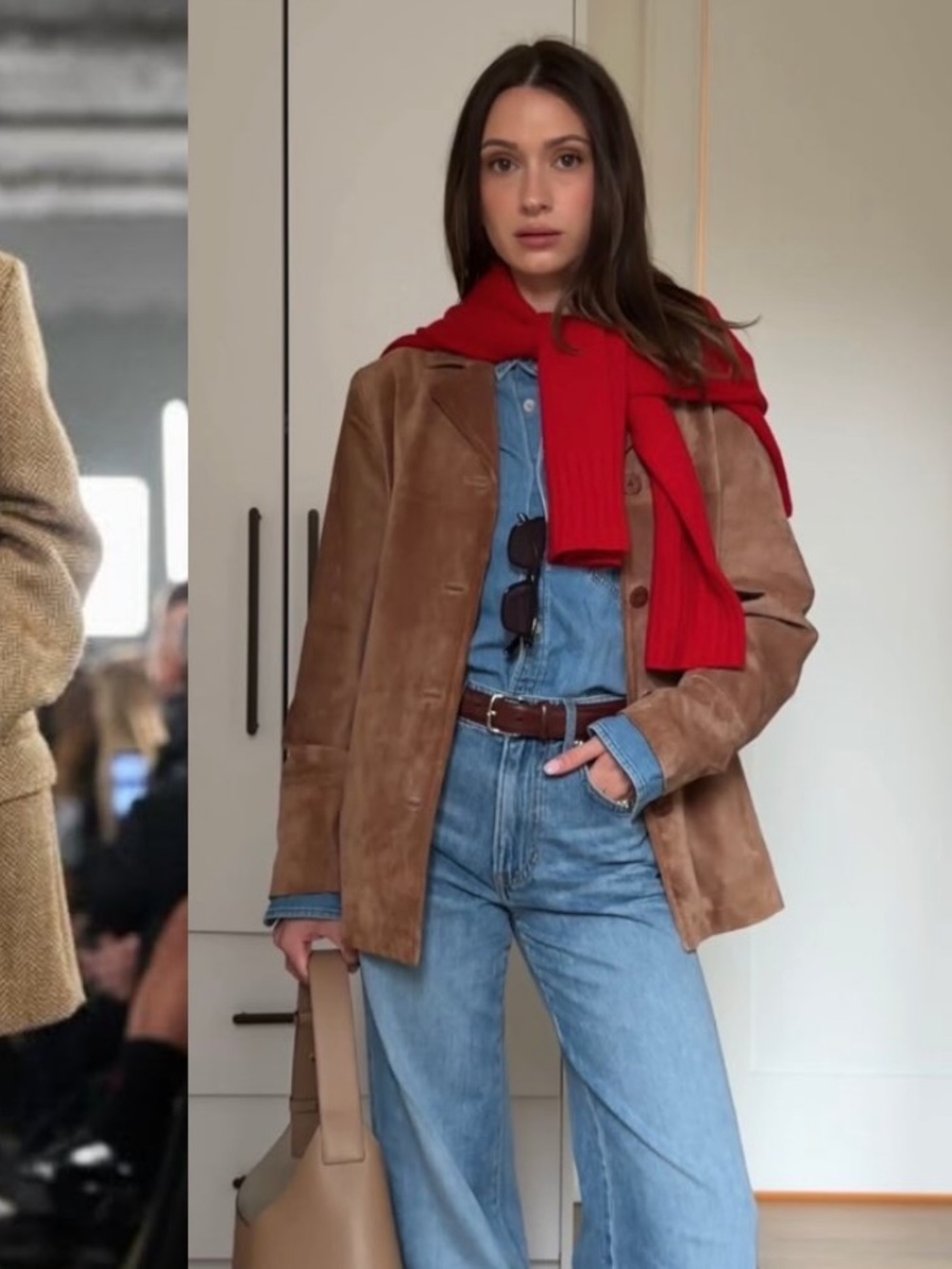 Vintage Brown Tan Suede Leather Jacket size X-Small
